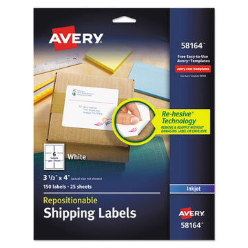 Avery® Repositionable Shipping Labels W-surefeed, Inkjet, 3 1-3 X 4, White, 150-box freeshipping - TVN Wholesale